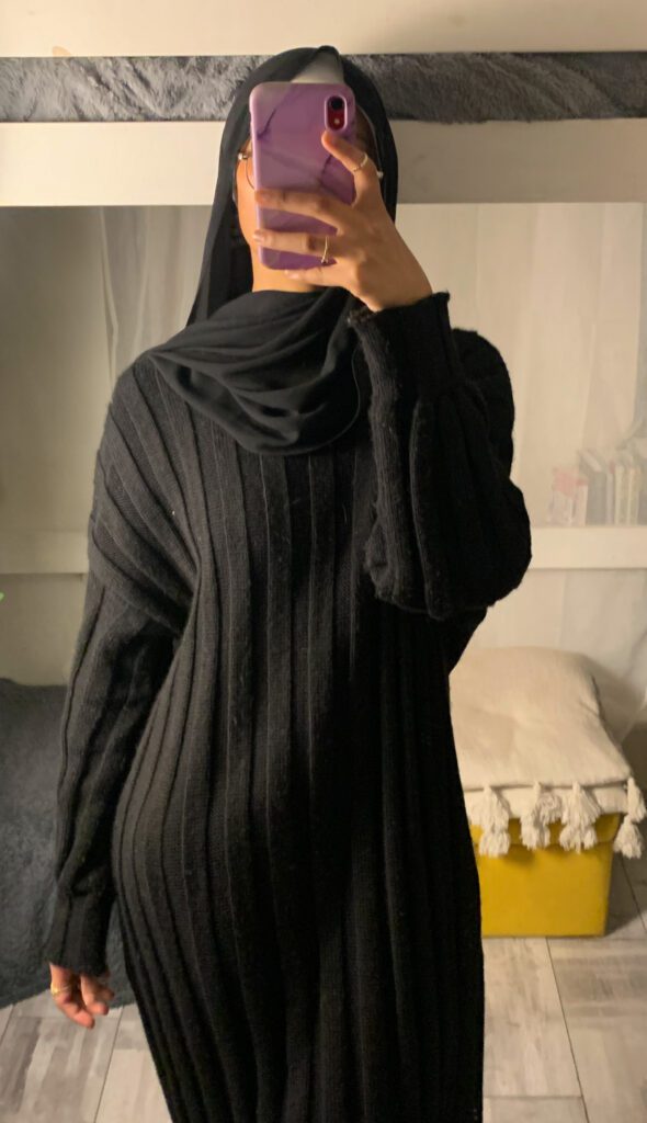 black modest knitwear dress