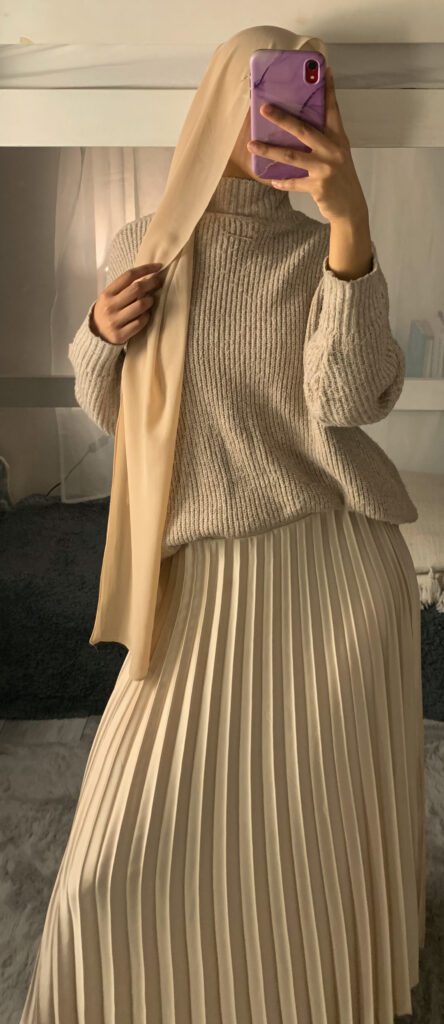 all-beige modest skirt outfits