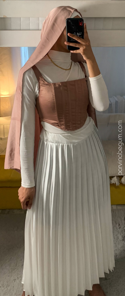 hijab satin skirt outfit